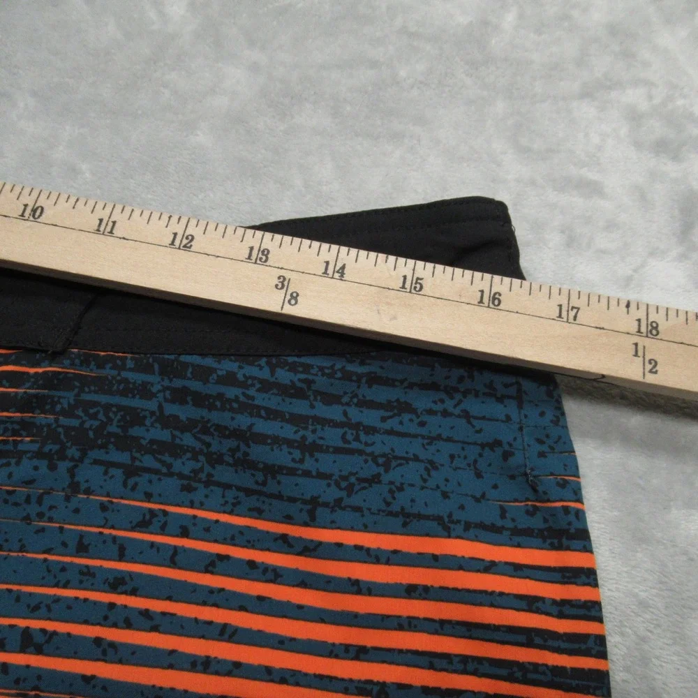 Nike Swim Shorts Mens 32 Orange Blue Striped Cargo Pocket‎ Lace Up Trunks Board